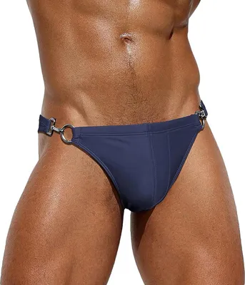 Image de AIEOE Maillot de bain Homme Étroit Mini Boucles Métalliques Bleu Foncé EU/US S-XL