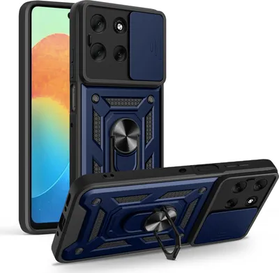 Produktbild von Outdoor Panzer Hülle für Motorola Moto G86 Handyhülle mit Kameraschutz Ringhalter in Blau