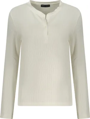 Produktbild von Damen Pullover Weiß - Langarmshirt mit Knopf & Applikation