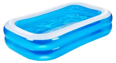 Obrázek produktu pro Nafukovací bazén Eddy Toys Obdélníkový s vypouštěcím ventilem a opravnými záplatami - Dětský a kojenecký bazén - 207 x 132 x 46 cm - Plavecký bazén - Dětské brouzdaliště - Modrý