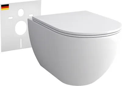Produktbild von Alpenberger WC mit Bidet Funktion | Dusch WC Spülrandlos mit Intimdusche | Taharet WC Kloschüssel mit Toilettensitz + Schallschutz | Wand WC mit Nano | Hänge WC Set Passend Geberit