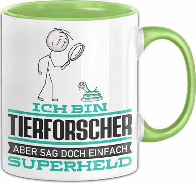 Produktbild von Tierforscher Geschenk Tasse Ich Bin Tierforscher Aber Sag Doch Einfach Superheld Lustige Geschenkdiee für Tierforscher Kaffee-Becher (Grün)