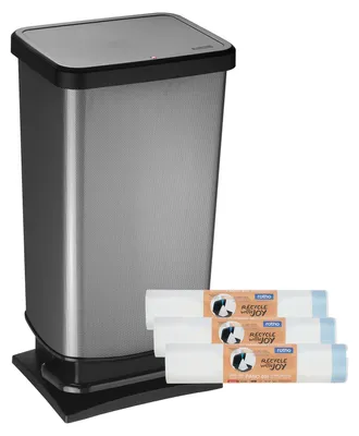 Produktbild von Rotho 2er Set Mülleimer 40L Paso - Mülltonne im Set mit 3 x 15 Müllbeuteln - TretmMülleimer 35,3 x 29,5 x 67,6 cm - Müllbehälter mit Deckel