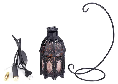 Obrázok produktu pre Vintage železný rám, prírodný kryštál, lampa zo soľného kameňa, čistička vzduchu, domáce prostredie, izba, nočné osvetlenie, dekorácia (čierna)