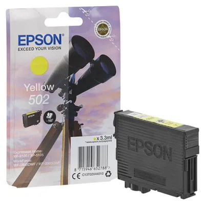 Obrázok produktu pre Epson Singlepack Yellow 502 Ink, Štandardná výťažnosť, Žltá, Atrament na pigmentovej báze, 3,3 ml, 1 kusov, 165 strany