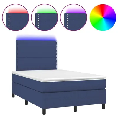 Produktbild von vidaXL Boxspringbett mit Matratze & LED Blau 120x190 cm Stoff