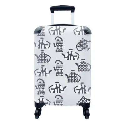 Produktbild von MuchoWow® Koffer Handgepäck Trolley Rollkoffer Kleine Reisekoffer mit 4 Rollen - Teekanne - Muster - Tee - Cabin Size < 55x40x23 cm & 55x40x20 cm - Fotokoffer - Kabinenkoffer - Boardgepäck - Reise-Box - Reisekoffer - Reisegepäck - Koffer mit Bild - Trolley für Kinder