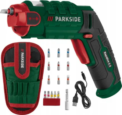 Akku-Schrauber Parkside 4 V Rapidfire 2.2 Mit 14 Bits LED Und Etui USB-C