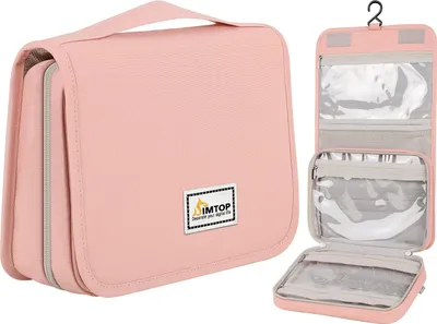 Produktbild von Famanu Toilettasche Wasserfest - Rosa, 3 Fächer, Kompakt, Faltbar