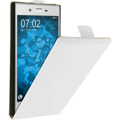 Produktbild von PhoneNatic Kunst-Lederhülle kompatibel mit Sony Xperia XZs - Flip-Case weiß + 2 Schutzfolien