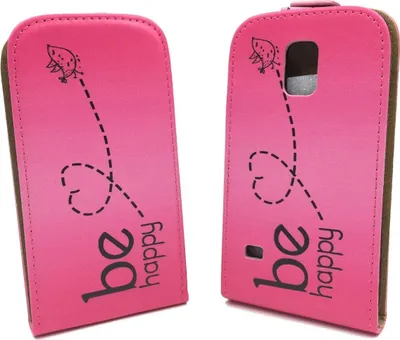 Produktbild von Handyhülle Tasche für Handy Samsung Galaxy S5 / S5 Neo Be Happy Pink