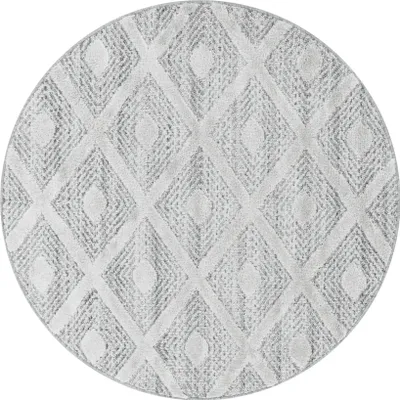 Produktbild von Teppich Wohnzimmer Hochflor Grau 160x160 Rund Geometrisches Design aus Polypropylen