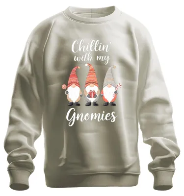 Produktbild von Chillin' with my Gnomies Weihnachten Weihnachtsgnome Wichtel Sweatshirt Pullover, Natur, XL
