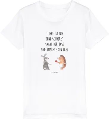 Produktbild von Mr. & Mrs. Panda Kleinkinder T-Shirt Hase Igel 9-11 Jahre (134/146) - Weiß - Geschenk, Herzschmerz, Teenager, Bio Kinder, Liebe Spruch, Kurzarm, Lustige Sprüche, und