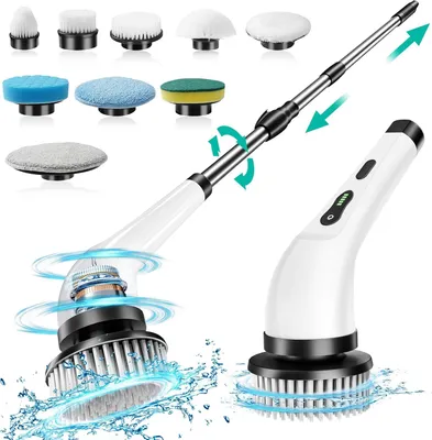 Produktbild von Elektrische Reinigungsbürste, 9 in 1 Electric Cleaning Brush, Bürste Reinigung, mit 9 Bürstenköpfe für Ecken, Toilette, Küche, Badezimmer, Fenster