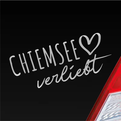 Produktbild von Auto Aufkleber Chiemsee verliebt Herz See Sea Liebe Car 19x8 cm Silber Sticker Heckscheibenaufkleber