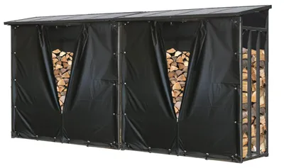 Immagine prodotto di Set di supporti per legna da ardere in metallo - 2 pezzi - Colore antracite - Capacità di carico: 3500 kg - Dimensioni: 185x70x185 cm - Per uso esterno - Porta legna da ardere