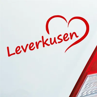 Produktbild von Auto Aufkleber Leverkusen Herz Heart Stadt City Liebe Love 18x8 cm Rot Sticker Heckscheibenaufkleber