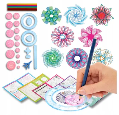 Produktbild von Kreatives Zeichenset SPIROGRAF Vorlagen Buntstifte Geschenkblätter