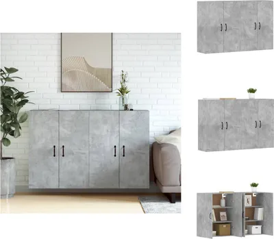 Produktbild von vidaXL Wandschränke 2 Stk. Betongrau Holzwerkstoff -  Sideboards