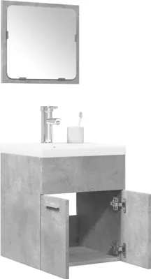 Image de Maison Exclusive - Ensemble de meubles de salle de bain 3 pièces, gris béton, matériau dérivé du bois