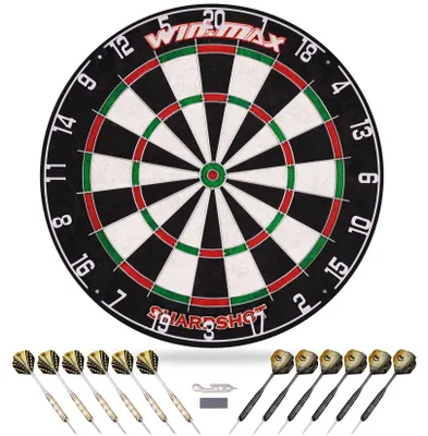 Produktbild von Dartboard mit Stahlspitzen und 12 Dart Flights