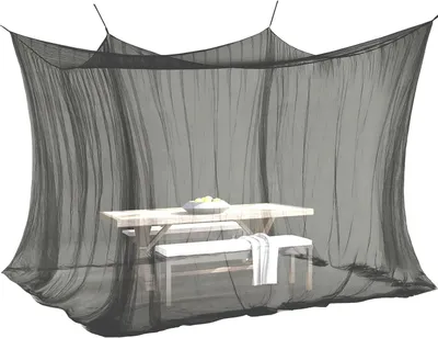 Produktbild von Fliegennetz XXL Moskitonetz Mückennetz 220 Mesh Doppelbett Reise Insektennetz 300 x 300 x 250 cm für Innen & Außen Mosquito net Outdoor & Indoor (schwarz)