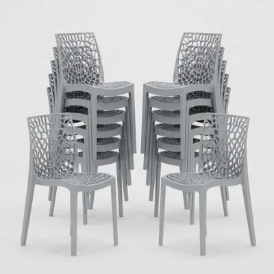 Produktbild von 22er Set Gruvyer Grand Soleil Stapelbare Stühle für Bars und Restaurants - Grau