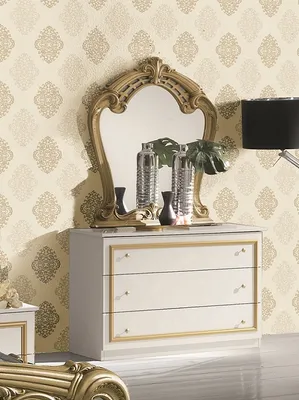 Produktbild von Barock Kommode und Spiegel Eva in Weiß / Gold