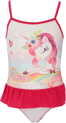 Produktbild von Unicorn Badeanzug für Mädchen Schwimmkleidung Badebekleidung für sonnige Strandtage Rot 4/5 Jahre