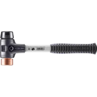 Produktbild von HALDER SIMPLEX Schonhammer Ø 40 mm Gummi schwarz / Kupfer mit verstärktem Tempergussgehäuse und Fiberglasstiel