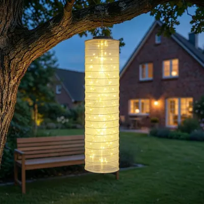 Solar-Laterne 96 cm, 88 LED, warmweiß, Nylon, wasserdicht