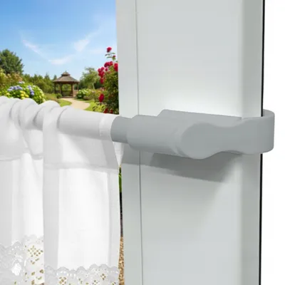 Produktbild von Mini Gardinenstange Silber 75–125 cm Teleskop Fenster Klemmstange ohne Bohren