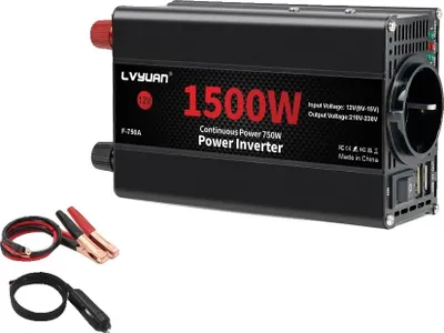Image de Onduleur, puissance maximale 2000 W, design compact, 12 V-220 V-1500 W