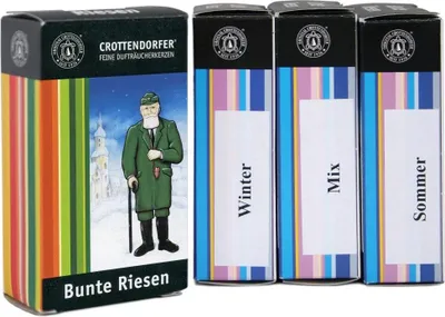 Produktbild von Crottendorfer Räucherkerzen 4er Set - Sommer / Winter / Bunte Mischung / Mix - jeweils 5 Stück in der Größe XL