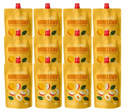 Obrázek produktu pro Mus jabłkowo-morelowy Owolovo 200g - 100% owoców, bez dodatku cukru