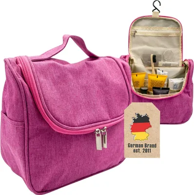 Immagine prodotto di Borsa da viaggio per cosmetici Intirilife in ROSA - borsa per cosmetici da toilette con maniglia per il trasporto e cerniera, perfetta per i viaggi, le vacanze e molto altro. - Valigetta organizer per make up borsa da toilette