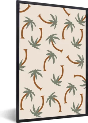 Produktbild von MuchoWow® Gerahmtes Poster Palme - Pastell - Muster 40x60 cm - Poster mit Schwarzem Bilderrahmen Wandposter Rahmen Foto Bilder - Papierdruck - Wandbilder