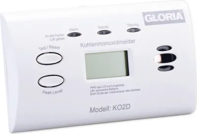 Image de Gloria Détecteur de monoxyde de carbone Type K02D avec affichage numérique blanc Monoxyde de carbone