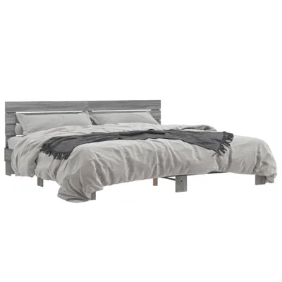 Obrázek produktu pro vidaXL Rám postele šedý Sonoma 200x200 cm materiál na bázi dřeva a kovu