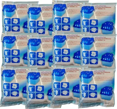 A collection of product packaging for dehumidifier refill bags.