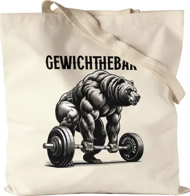 Produktbild von Gewichthebär Bären Jutebeutel - Fitnessstudio Geschenkidee