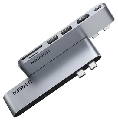 Obrázok produktu pre Ugreen Multifunkčný rozbočovač 2Xusb C - Hdmi/2Xusb 3.0/Sdtf/Usb C Pd sivá