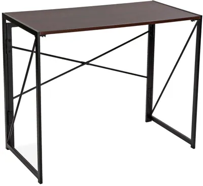 Produktbild von Versa Jack Schreibtisch für den Computer, Arbeitstisch Kompakter tisch Büro, Klappbar, Maßnahmen (H x L x B) 74 x 45 x 90 cm, Holz und Metall, Farbe: Braun