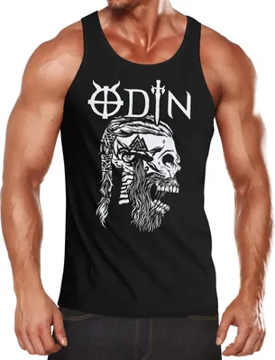 Produktbild von Herren Tank-Top Odin Totenkopf Bart Nordische Mythologie Ragnar Lodbrok Muskelshirt Muscle Shirt Neverless® schwarz XXL