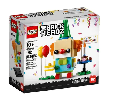 Produktbild von LEGO Brickheadz Geburtstagsclown 40348 mit Ballons, Geschenk, Geburtstagskuchen und mehrsprachigem Stickerbogen