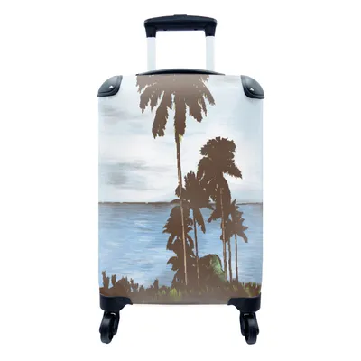 Produktbild von MuchoWow® Koffer Handgepäck Trolley Rollkoffer Kleine Reisekoffer mit 4 Rollen - Palme - Meer - Himmel - Cabin Size < 55x40x23 cm & 55x40x20 cm - Fotokoffer - Kabinenkoffer - Boardgepäck - Reise-Box - Reisekoffer - Reisegepäck - Koffer mit Bild - Trolley für Kinder