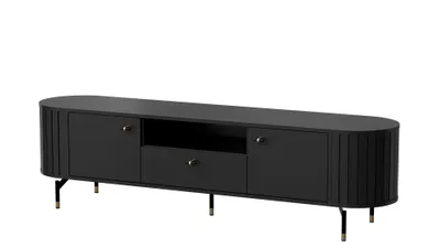 Zdjęcie produktu dla MINIO go for it, szafka TV "ZAMA" 180 cm, ozdobne zaokrąglone boki, kolor czarny