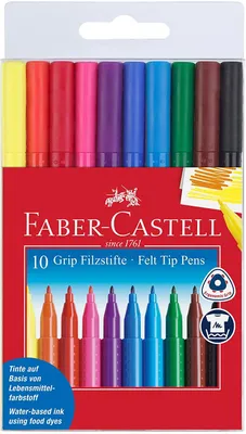 Produktbild von FABER-CASTELL Fasermaler GRIP COLOUR MARKER 10er Etui