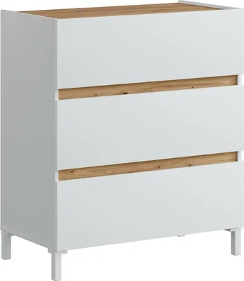 Immagine prodotto di Dmora Cassettiera Teddy 41x79x90.5h cm Bianco, 3 Cassetti Apertura Scorrevole